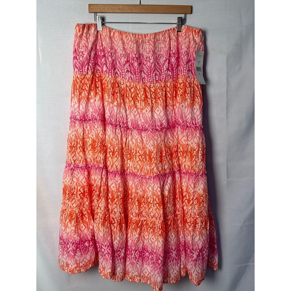 Women’s Ralph Lauren Pink & Orange Cotton Maxi Skirt Sz 1X